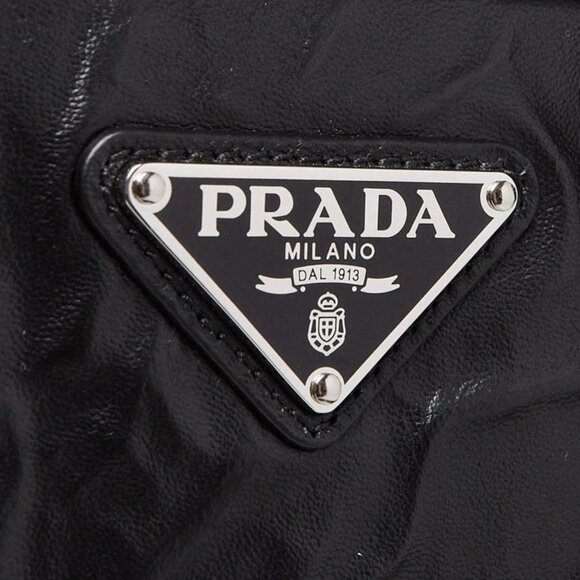 Prada Black Antique Nappa Leather Top Handle Bag 1BB092 - Picture 9 of 12